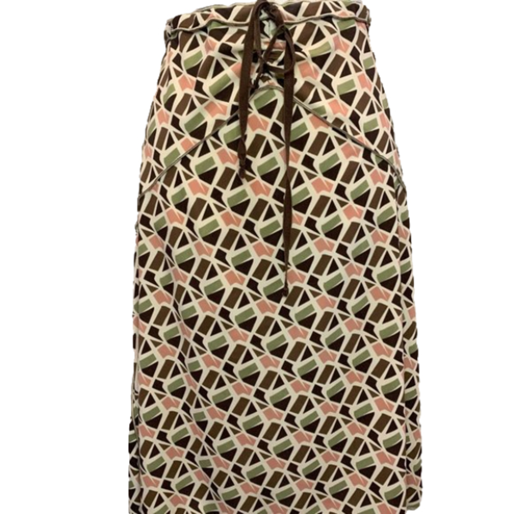 Max Studio, Maxi knee length Skirt, draw string waist, multi color, size Med